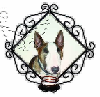 The Face of a Bull Terrier Wrought Iron Wall Art Candle Holder