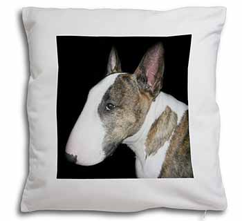 A Beautiful Brindle Bull Terrier Soft White Velvet Feel Scatter Cushion