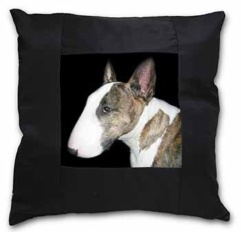 A Beautiful Brindle Bull Terrier Black Satin Feel Scatter Cushion