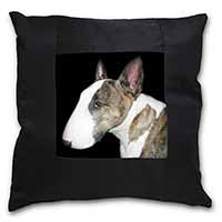 A Beautiful Brindle Bull Terrier Black Satin Feel Scatter Cushion