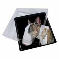 4x A Beautiful Brindle Bull Terrier Picture Table Coasters Set in Gift Box