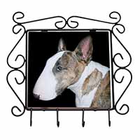 A Beautiful Brindle Bull Terrier Wrought Iron Key Holder Hooks