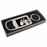 A Beautiful Brindle Bull Terrier Chrome Metal Bottle Opener Keyring in Box