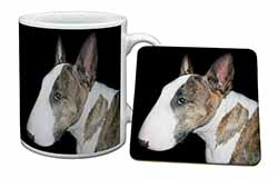 A Beautiful Brindle Bull Terrier Mug and Coaster Set