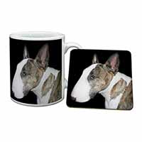 A Beautiful Brindle Bull Terrier Mug and Coaster Set