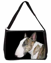 A Beautiful Brindle Bull Terrier Large Black Laptop Shoulder Bag School/College