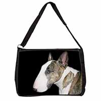 A Beautiful Brindle Bull Terrier Large Black Laptop Shoulder Bag School/College