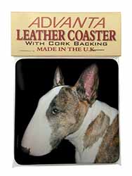 A Beautiful Brindle Bull Terrier Single Leather Photo Coaster