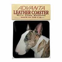 A Beautiful Brindle Bull Terrier Single Leather Photo Coaster