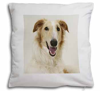 Borzoi Dog Soft White Velvet Feel Scatter Cushion