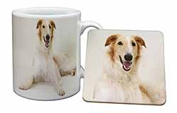 Borzoi Dog Mug and Coaster Set