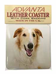 Borzoi Dog Single Leather Photo Coaster