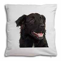 Black Border Collie Dog Soft White Velvet Feel Scatter Cushion