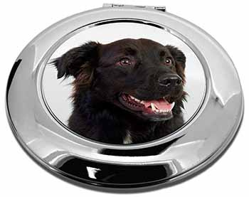 Black Border Collie Dog Make-Up Round Compact Mirror