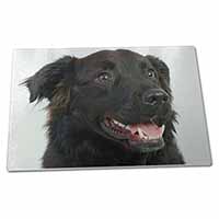 Large Glass Cutting Chopping Board Black Border Collie Dog