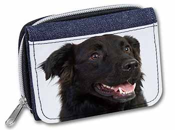 Black Border Collie Dog Unisex Denim Purse Wallet