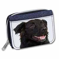 Black Border Collie Dog Unisex Denim Purse Wallet