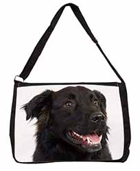 Black Border Collie Dog Large Black Laptop Shoulder Bag School/College