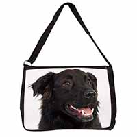 Black Border Collie Dog Large Black Laptop Shoulder Bag School/College