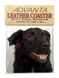 Black Border Collie Dog Single Leather Photo Coaster