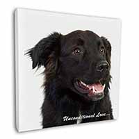 Black Border Collie With Love Square Canvas 12"x12" Wall Art Picture Print