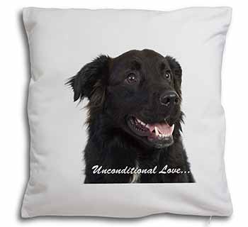 Black Border Collie With Love Soft White Velvet Feel Scatter Cushion