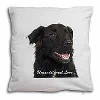 Black Border Collie With Love Soft White Velvet Feel Scatter Cushion