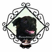 Black Border Collie With Love Wrought Iron Wall Art Candle Holder