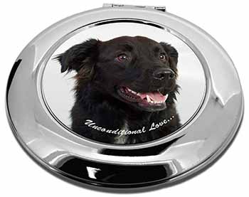 Black Border Collie With Love Make-Up Round Compact Mirror