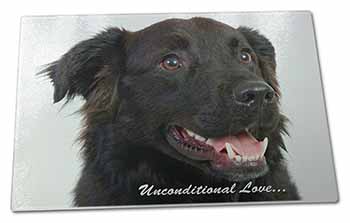Large Glass Cutting Chopping Board Black Border Collie With Love