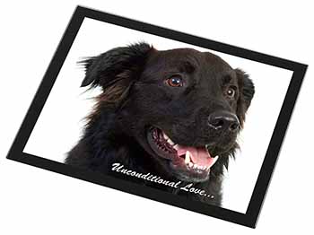 Black Border Collie With Love Black Rim High Quality Glass Placemat