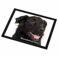 Black Border Collie With Love Black Rim High Quality Glass Placemat