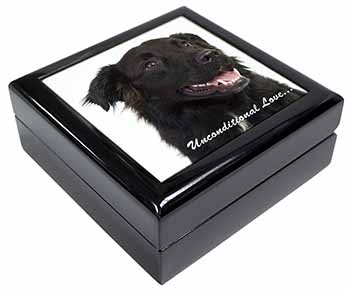 Black Border Collie With Love Keepsake/Jewellery Box