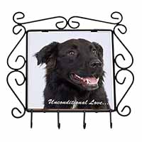 Black Border Collie With Love Wrought Iron Key Holder Hooks