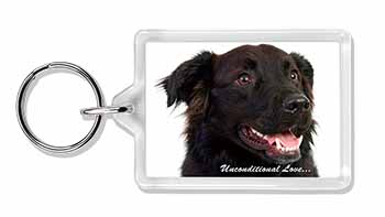 Black Border Collie With Love Photo Keyring printed full colour