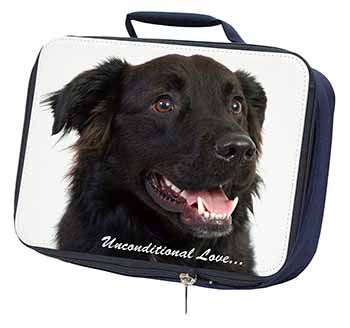 Black Border Collie With Love Navy Insulated School Lunch Box/Picnic Bag