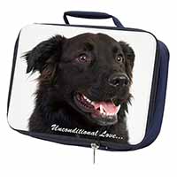 Black Border Collie With Love Navy Insulated School Lunch Box/Picnic Bag