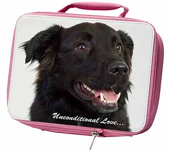 Black Border Collie With Love Insulated Pink School Lunch Box/Picnic Bag
