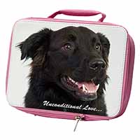 Black Border Collie With Love Insulated Pink School Lunch Box/Picnic Bag