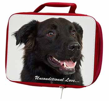 Black Border Collie With Love Insulated Red School Lunch Box/Picnic Bag