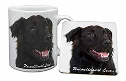 Black Border Collie With Love Mug and Coaster Set