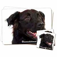 Black Border Collie With Love Twin 2x Placemats and 2x Coasters Set in Gift Box