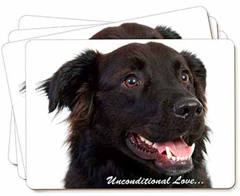 Black Border Collie With Love Picture Placemats in Gift Box