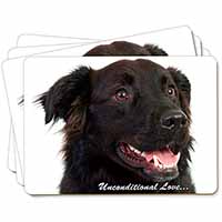Black Border Collie With Love Picture Placemats in Gift Box