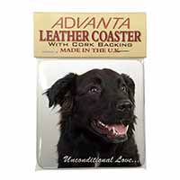 Black Border Collie With Love Single Leather Photo Coaster