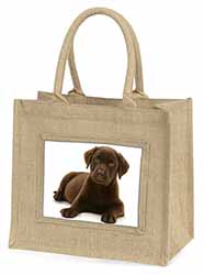 Chesapeake Bay Retriever Dog Natural/Beige Jute Large Shopping Bag