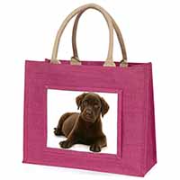 Chesapeake Bay Retriever Dog Large Pink Jute Shopping Bag
