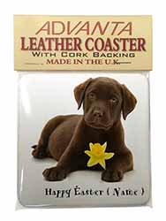 Personalised Name Labrador Single Leather Photo Coaster