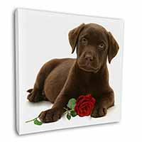 Chesapeake Bay Retriever with Rose Square Canvas 12"x12" Wall Art Picture Print