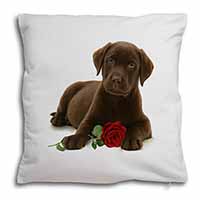 Chesapeake Bay Retriever with Rose Soft White Velvet Feel Scatter Cushion